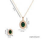 Nilu's Collection Rose Gold Plated Green Oval Necklace With Stud Earrings for Women And Girls | Anti-Tarnish | Anti-Allergy| Office Wear