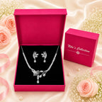 Silver Plated Floral Necklace With Earrings For Women