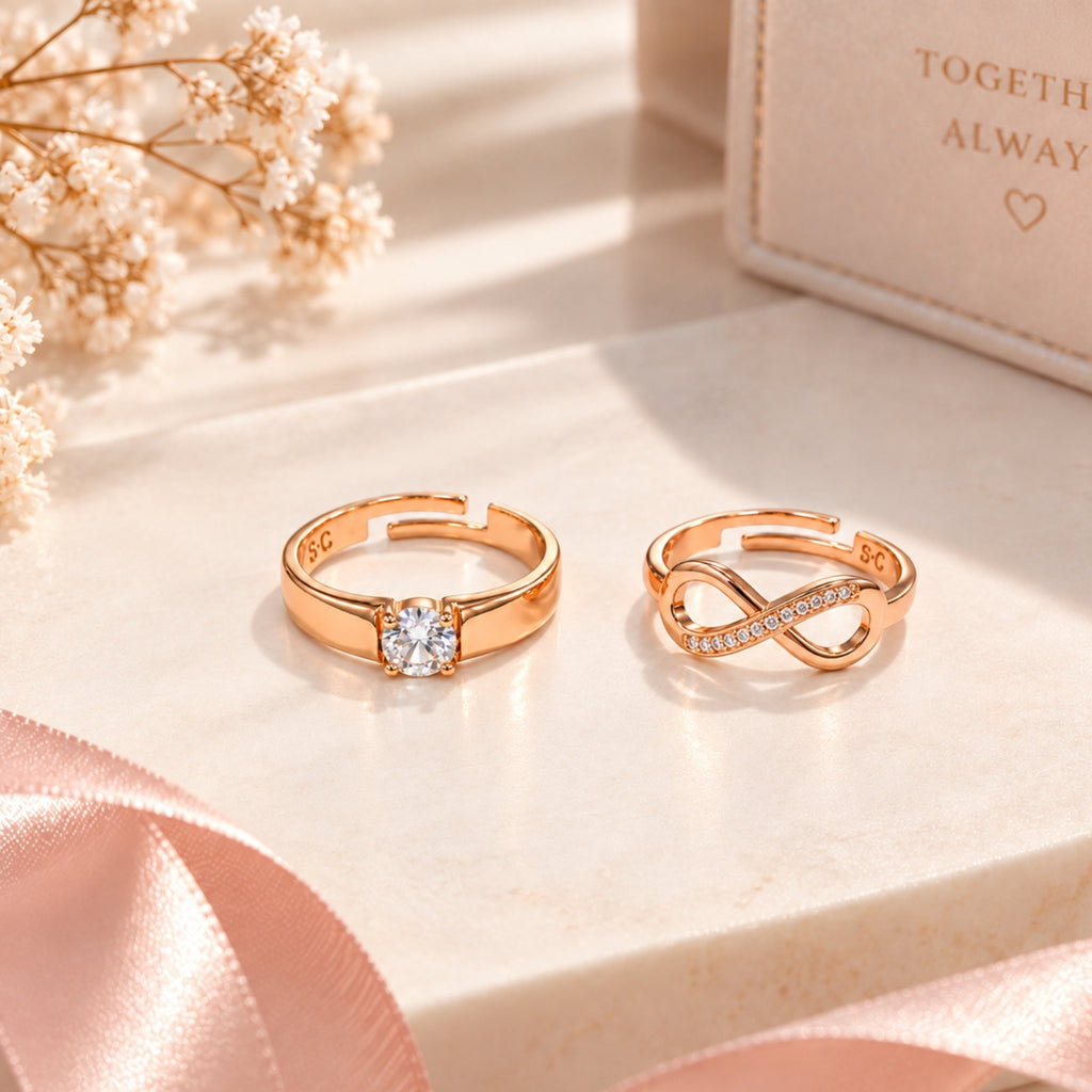 Rose Gold Infinity Love Couple Rings for Women & Men