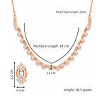 Nilu's Collection Rose Gold Plated American Diamond Square Floral Design Necklace Set with Matching Earrings For Women And Girls