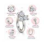 Silver Finish Triple Stone Non-Piercing Nose Pin