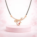 Nilu's Collection Rose Gold Plated Peacock Mangalsutra With Black Bead Chain for Women
