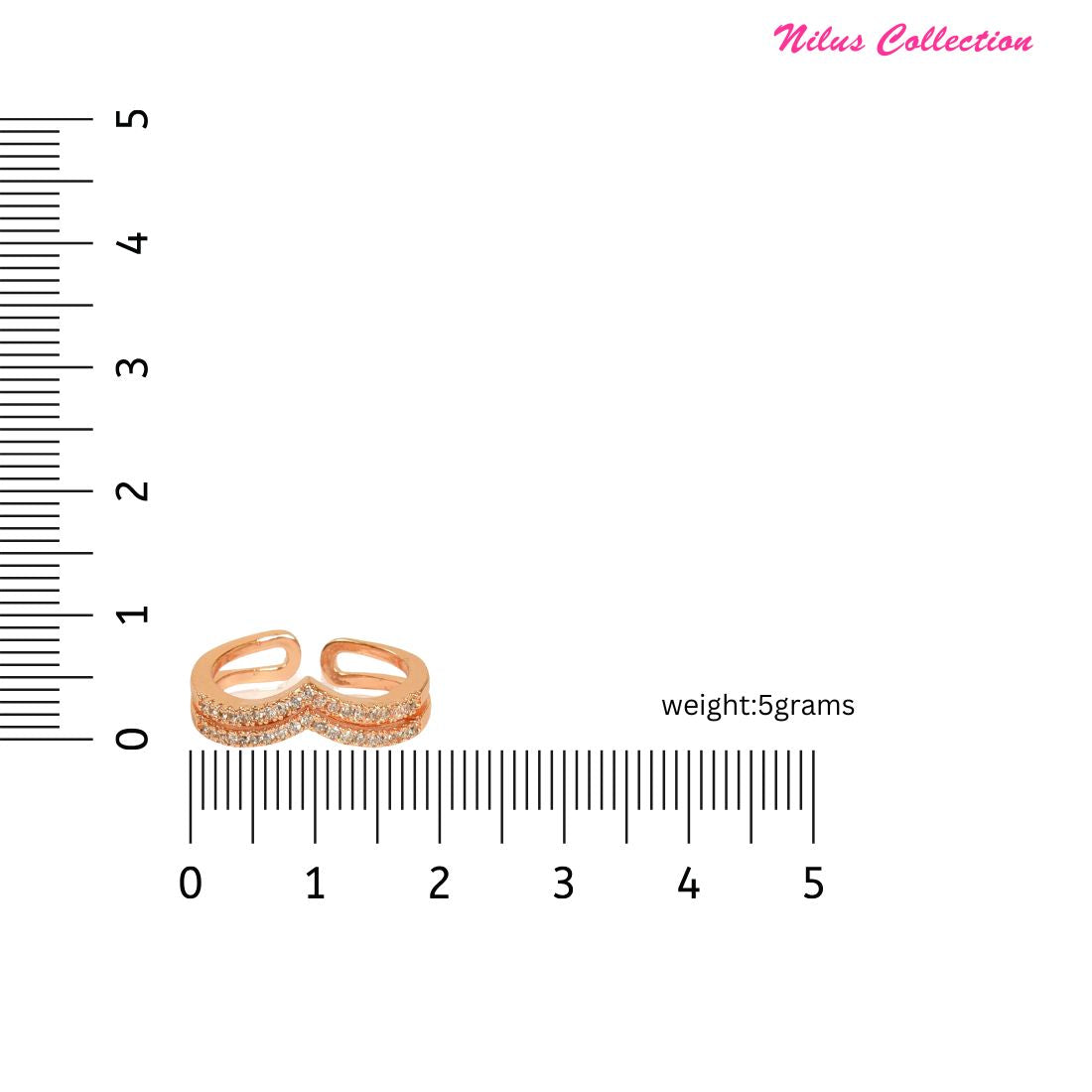 Rose Gold Plated | American Diamond Studded | Adjustable | Finger Ring for Women and Girls, Style 22