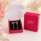 Rose Gold Plated Heart Design Dangling Earrings For Women And Girls