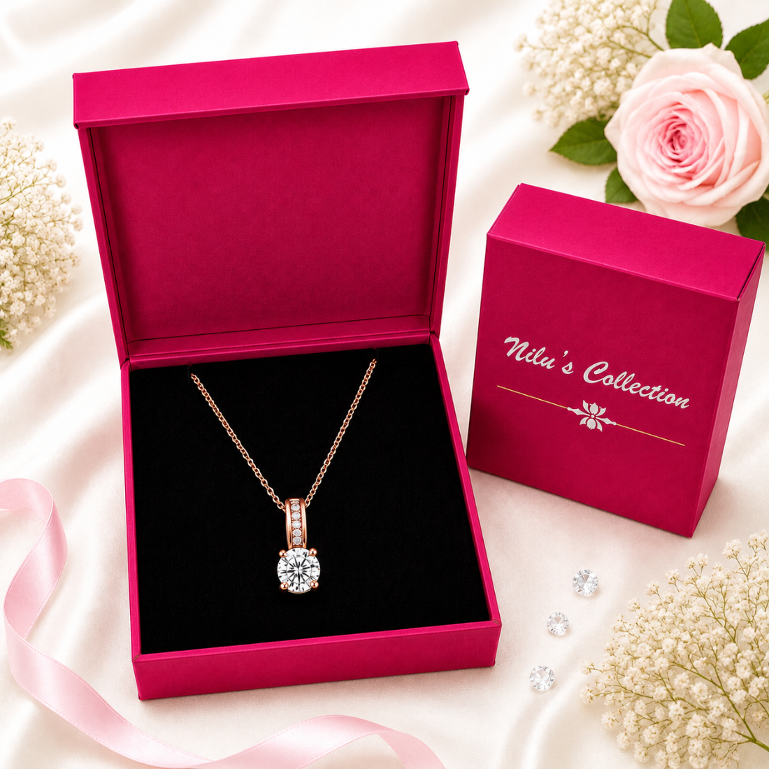 Rose Gold Pendant & Bracelet Gift Set for Women