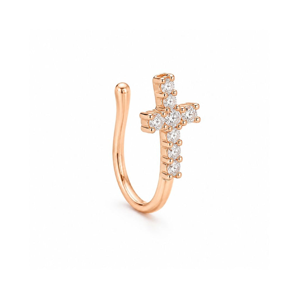 Rose Gold Cross Non-Piercing Nose Pin