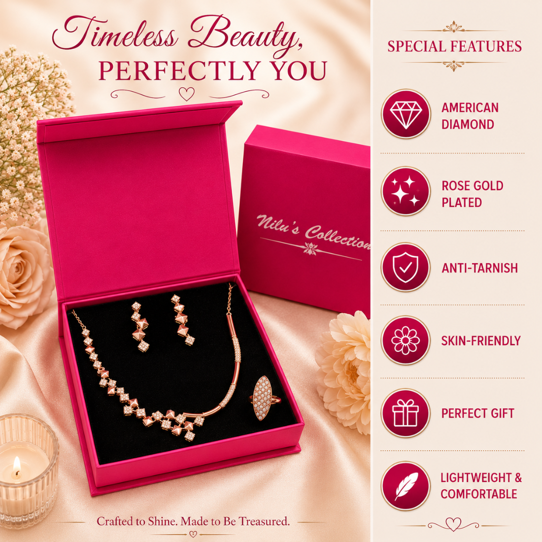 Rose Gold Gift Jewelry Set for Women