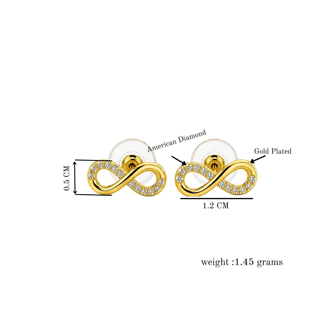 Gold Plated Infinity Stud Earrings