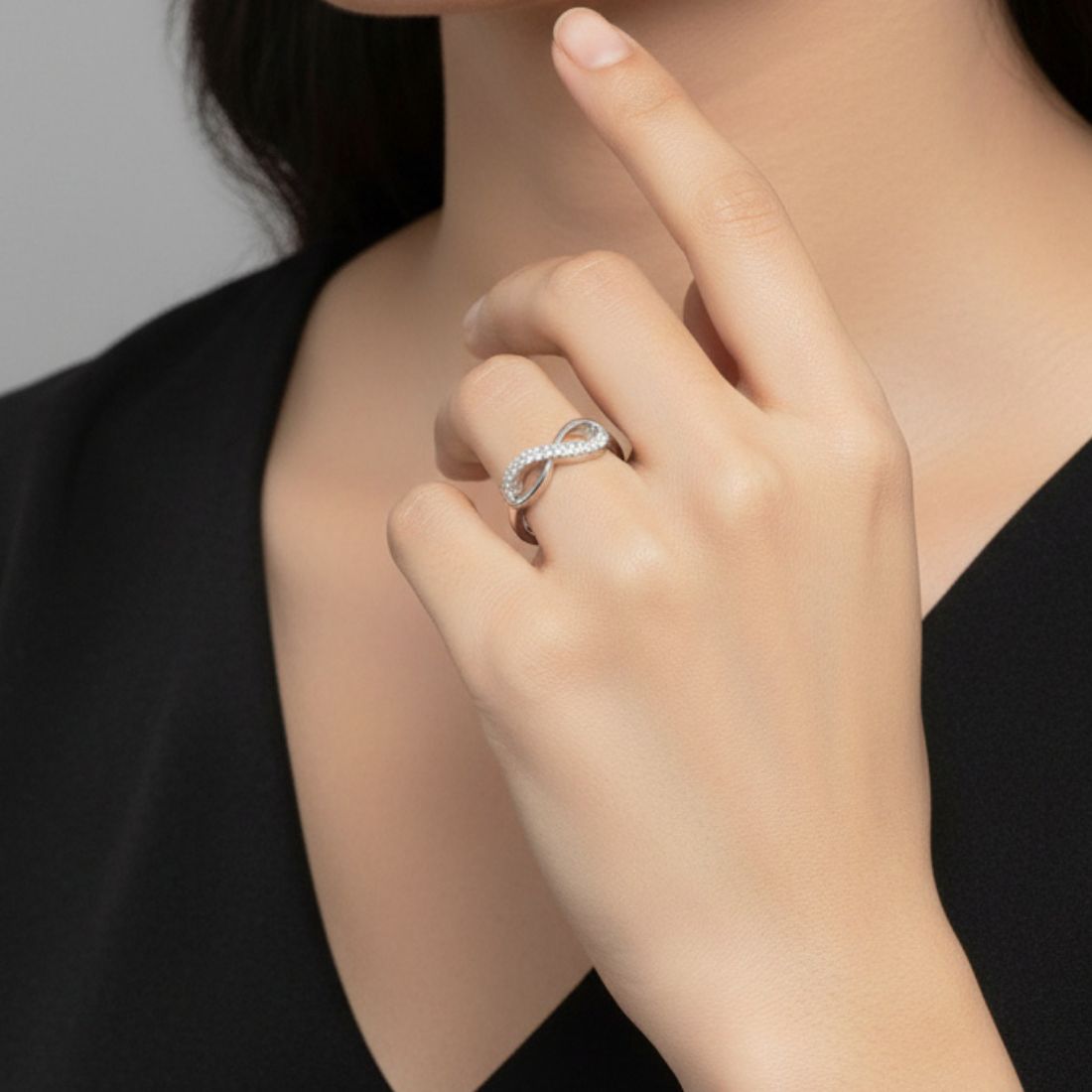 Infinity Love Ring| Silver Plated American Diamond Infinity Adjustable Ring for Women And Girls
