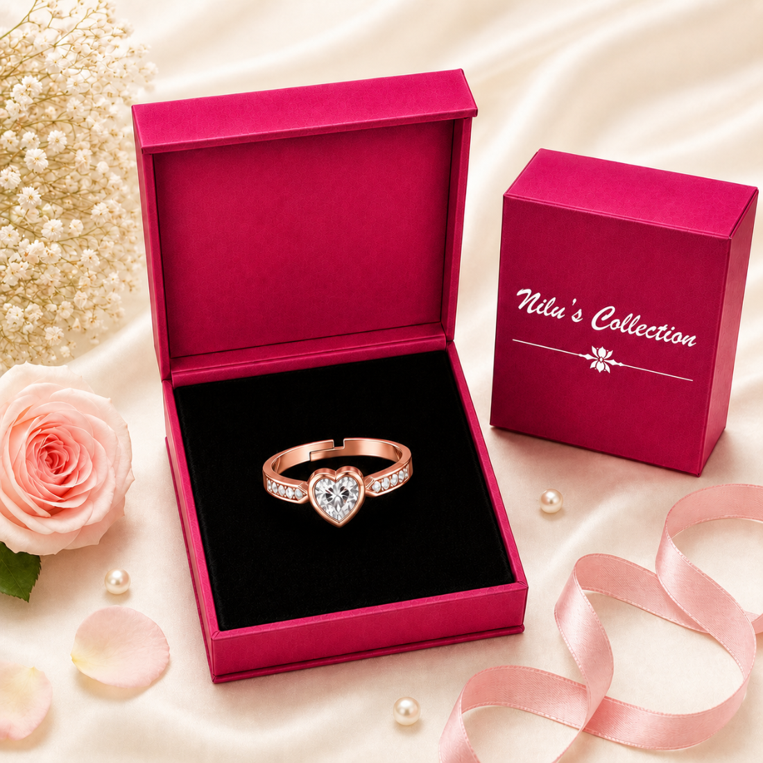 Rose Gold Heart Jewelry Set
