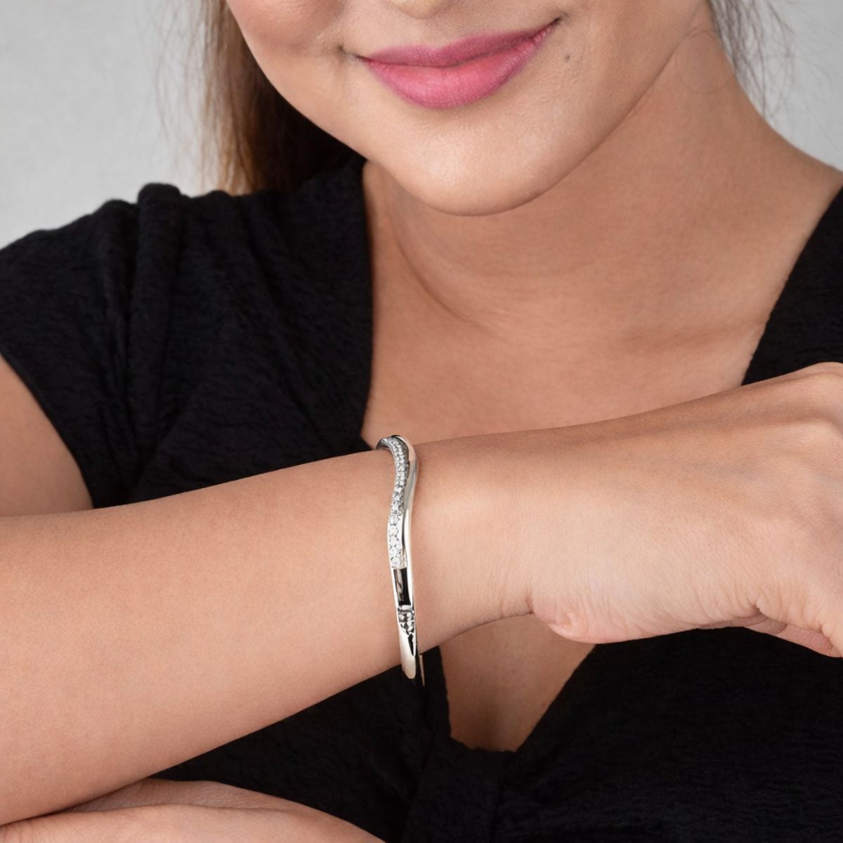 Nilu's Collection Silver Plated Kada Bracelet For Women & Girls