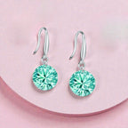 Silver Plated Green Stone Drop Earrings