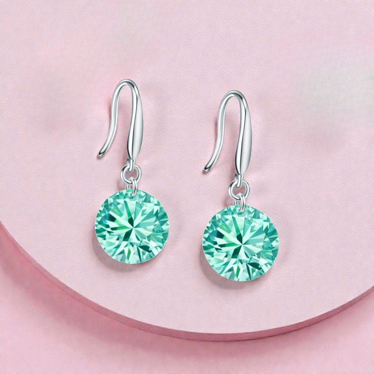Nilu's Collection Silver Plated Green Stone Drop Earrings for Women And Girls