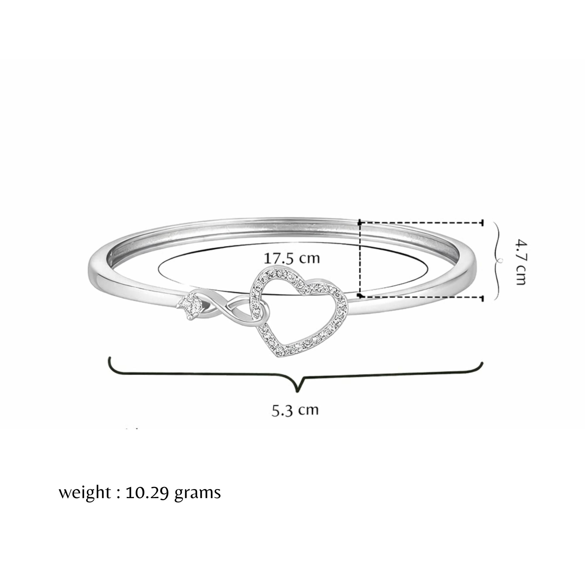 Silver Heart Kada Bracelet