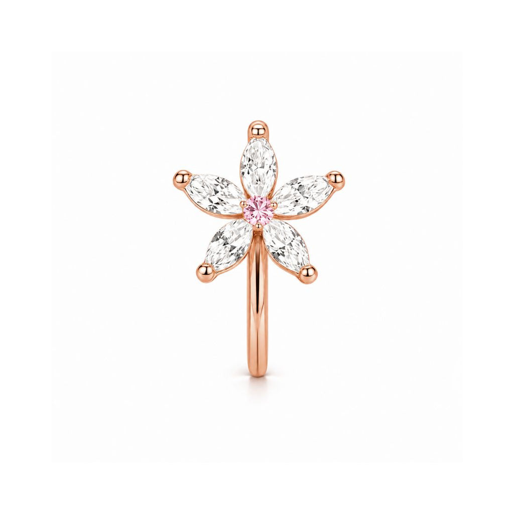 Rose Gold Floral Non Piercing Nose Pin