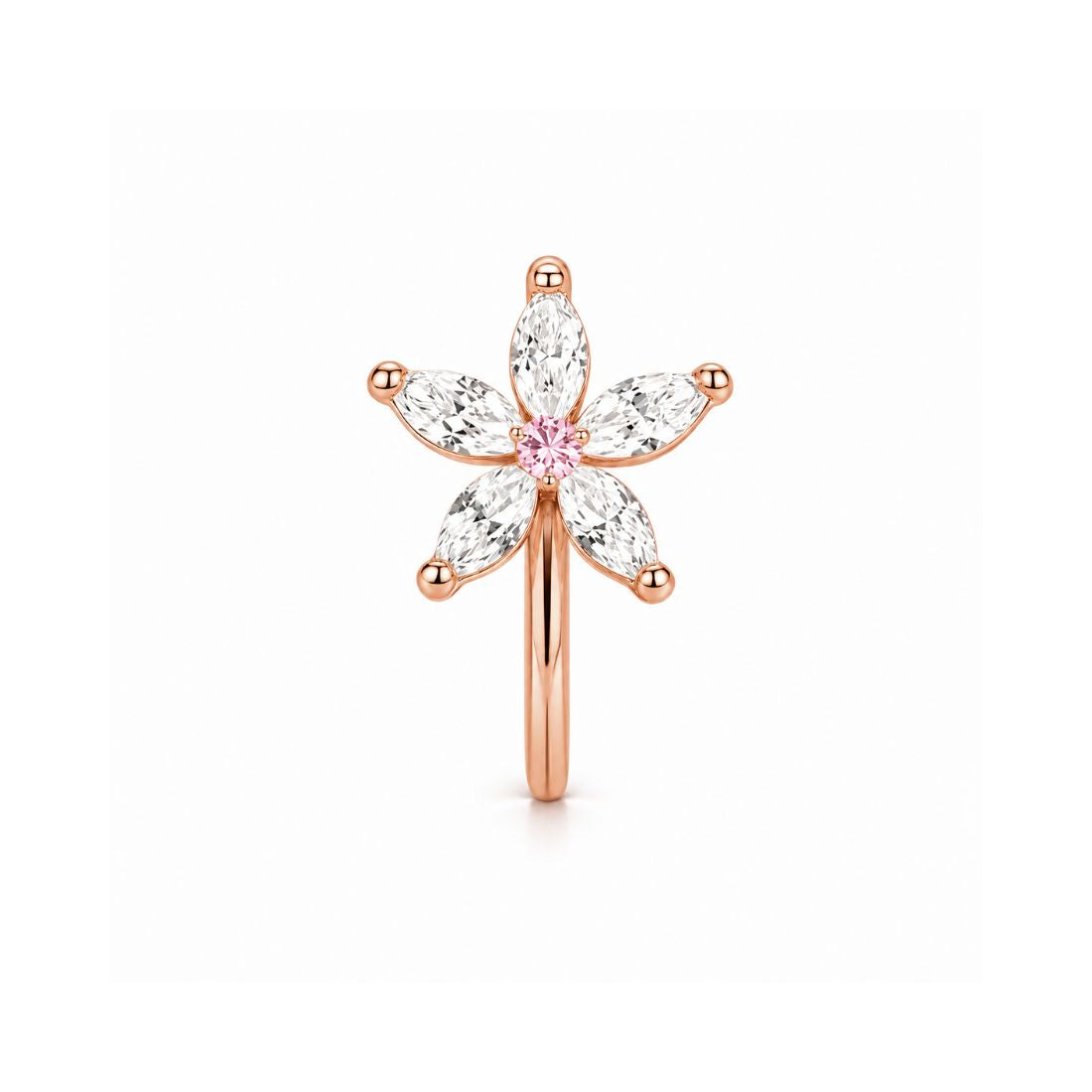 Rose Gold Floral Non Piercing Nose Pin