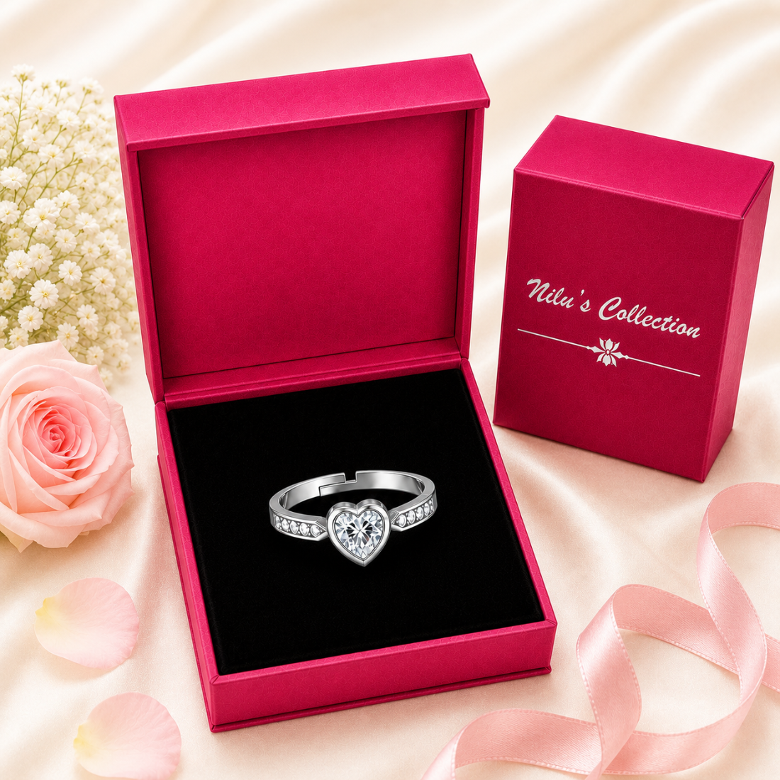 Silver Plated White Heart Jewelry Set