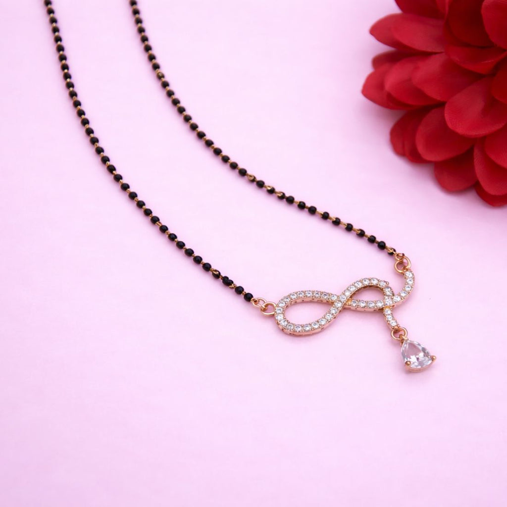 Nilu's Collection Rose Gold Plated Infinity Mangalsutra for Women