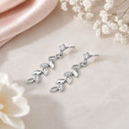 Rhodium Plated Leaf Drop Earrings for Women