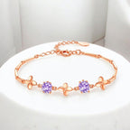 Nilu's Collection Rose Gold Plated Purple Stone Bracelet For Women And Girls