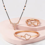 Rose Gold Heart Bracelet with Infinity Ring & Mangalsutra