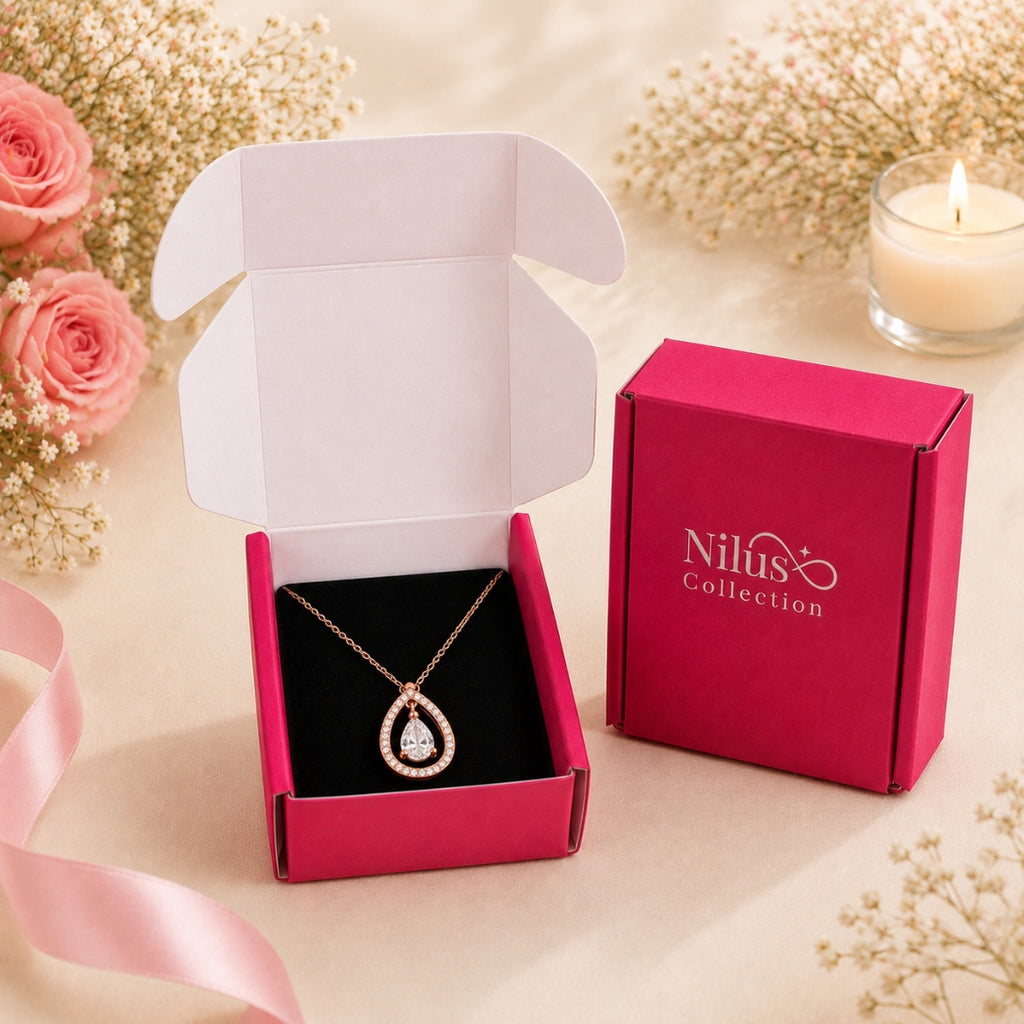 Rose Gold Plated White Cubic Zirconia Studded Pendant for Women