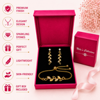 Gold Leaf Bracelet With Drop Earrings For Women