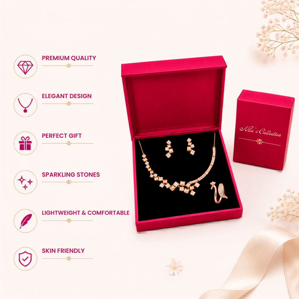 Rose Gold Party Wear Jewelry Gift Set