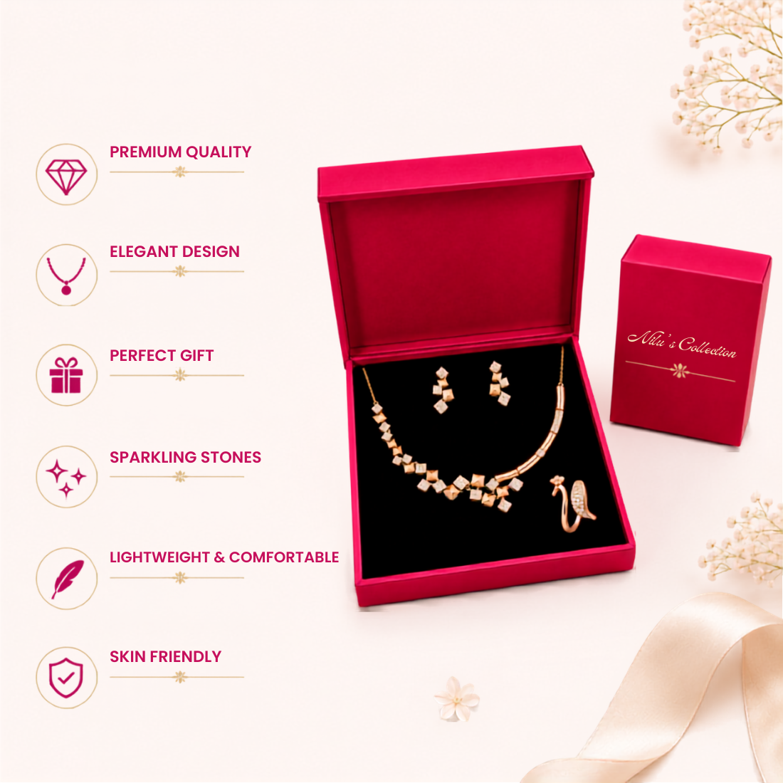 Rose Gold Party Wear Jewelry Gift Set