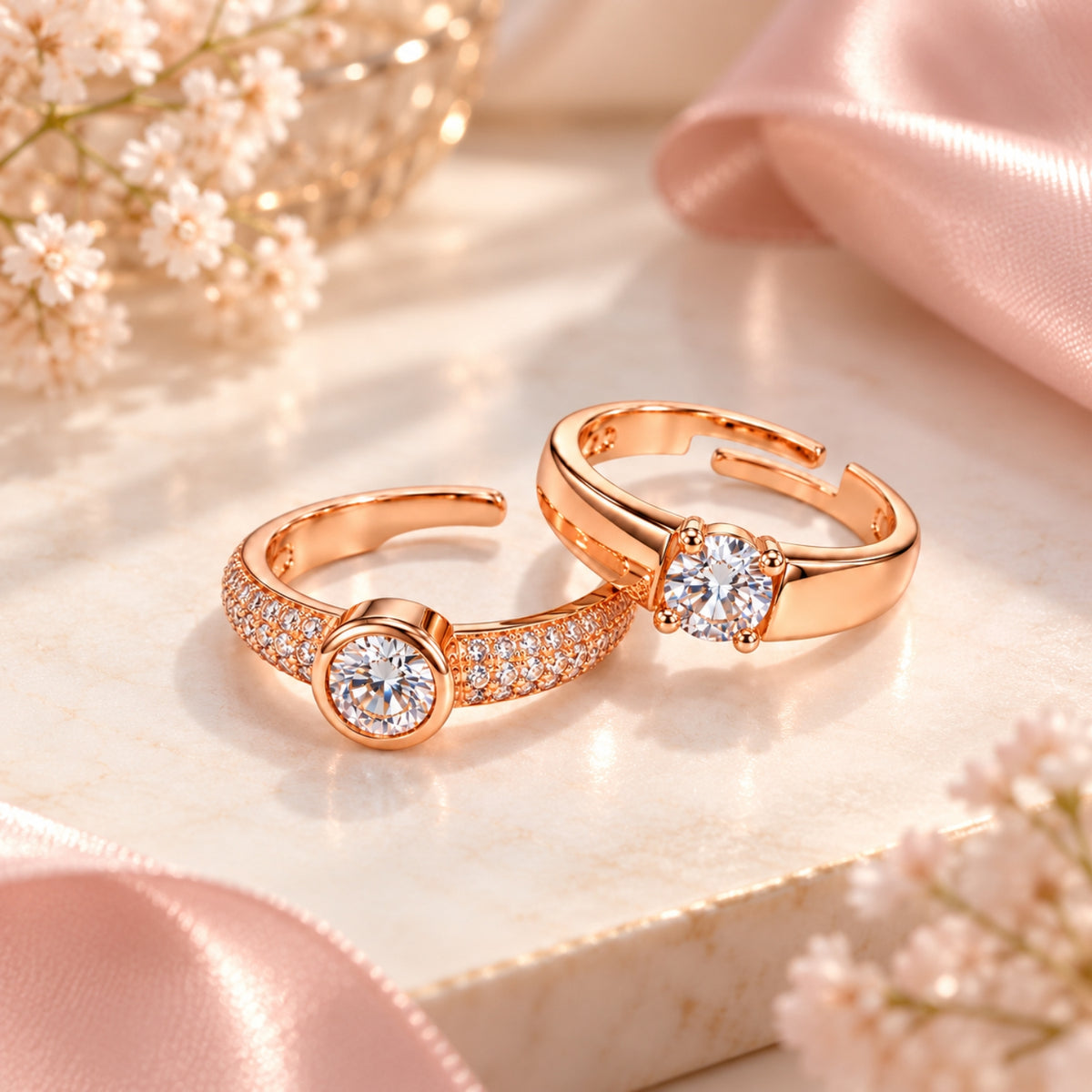 Rose Gold Couple Rings for Women & Men