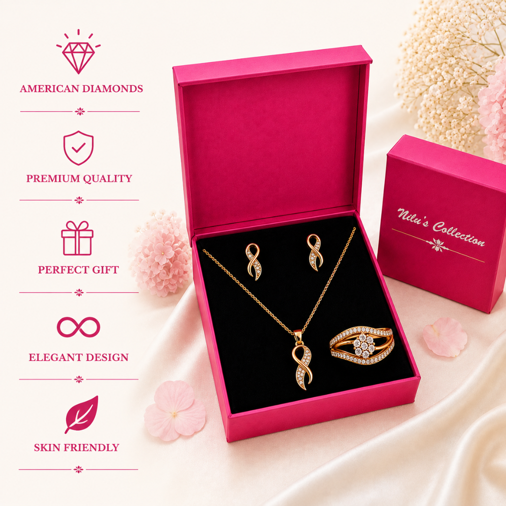 Rose Gold Infinity Jewelry Gift Set for Women