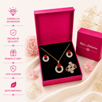 Rose Gold Red Stone Jewellery Gift Set for Women