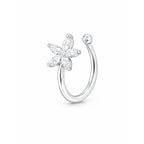 Silver Floral Non Piercing Nose Pin