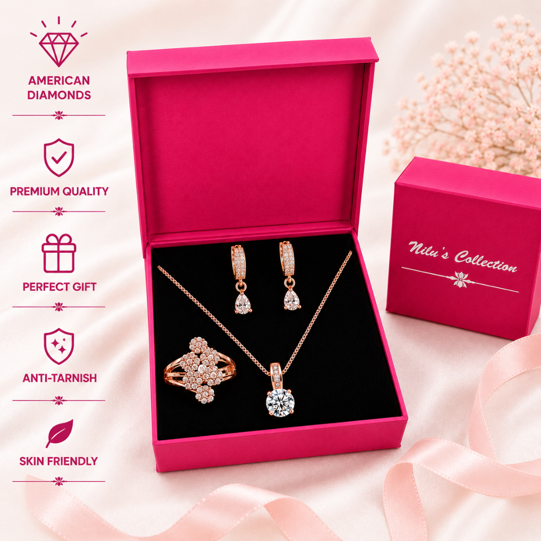 Rose Gold Plated Jewellery Gift Set for Women