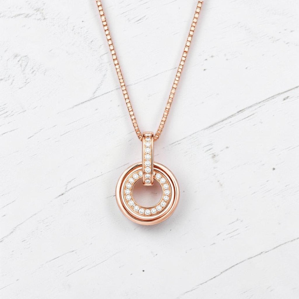 Rose Gold Circular Pendant Necklace for Women