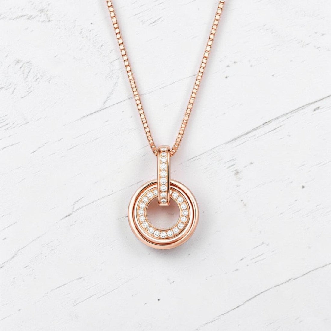 Rose Gold Circular Pendant Necklace for Women