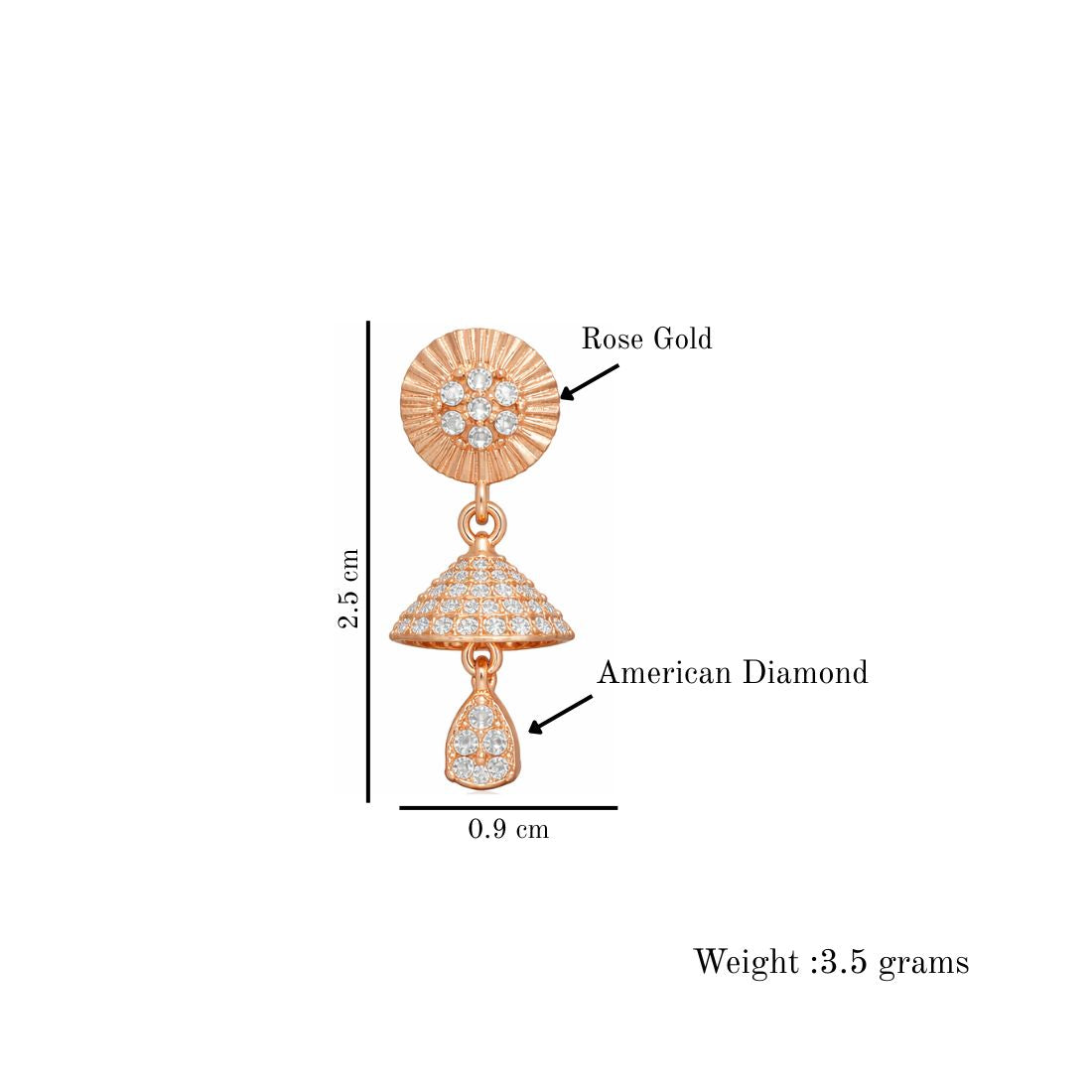 Rose Gold Jhumki Drop Earrings for Women