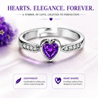 Silver Heart Purple Stone Finger Ring