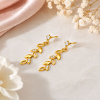 Gold Leaf Drop Earrings for Women
