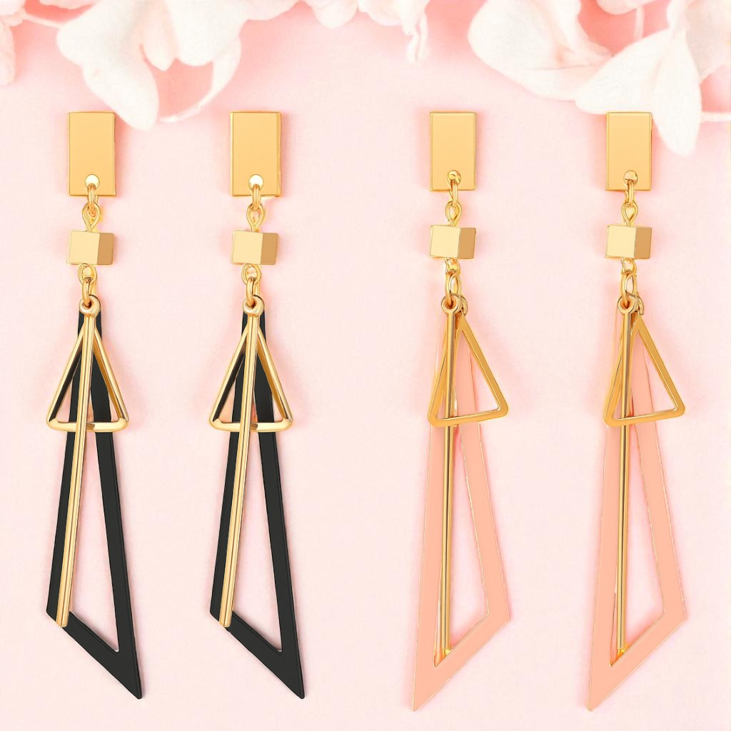 Nilu's Collection Fancy Hollow Triangle Long Geometric Drop Earrings for Girls & Women