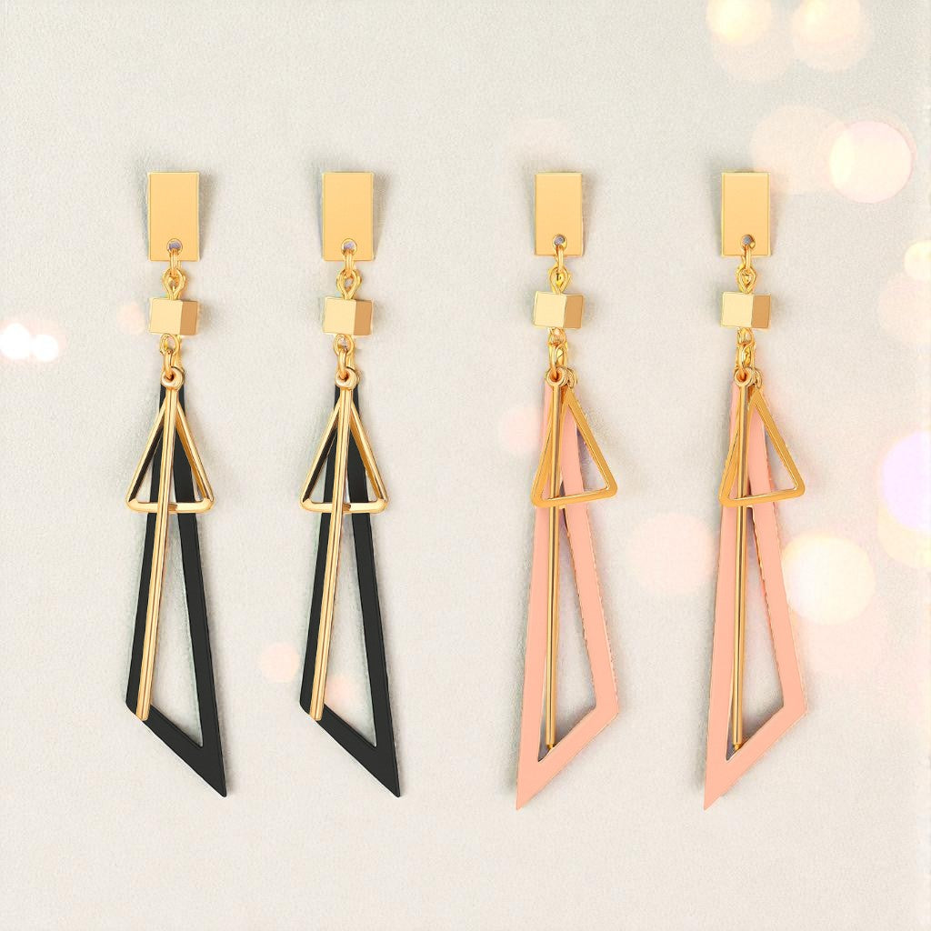 Nilu's Collection Fancy Hollow Triangle Long Geometric Drop Earrings for Girls & Women