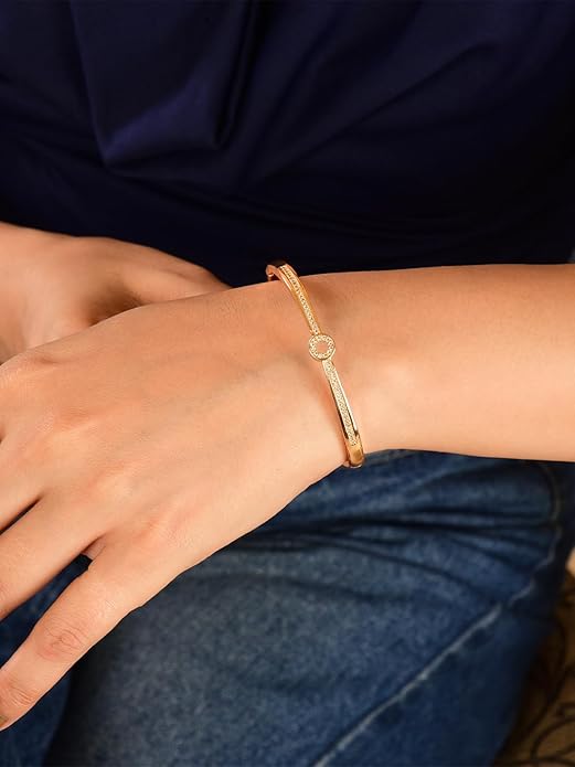 Rose Gold kada  with Sparkling Round Motif with  Sleek & Stylish for women & girls  |Office Wear |  Minimalist Appeal