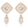 18k Rose Gold Plated American Diamond Stone Drop Earrings, Stylish Women & Girls Earrings