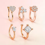 Rose Gold American Diamond Non Piercing Nose Pin