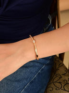 Rose Gold-Plated Kada with Centerpiece Stone Elegant Designer kada Bracelet for Women| Sleek Finish |Office Wear |  Minimalist Appeal