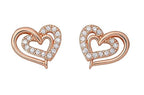 Heart Shape Stud Earrings for Women and Girls, Cubic Zirconia Hollow Heart Contemporary Studs