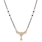 American Diamond Rose Gold Plated Floral Mangalsutra Pendant for Girls and Women (With Chain) | Karwachauth| Function