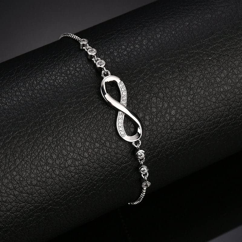 Infitnity Love Silver Plated Adjustable Charm Bracelet for Women and Girls