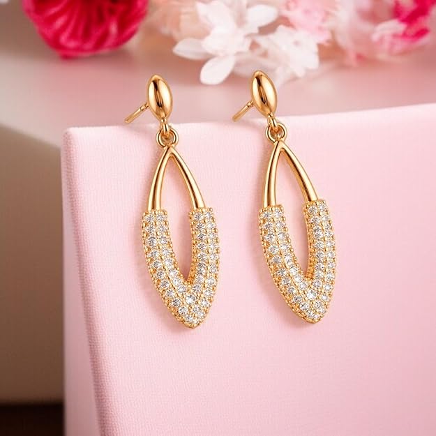 Rose Gold Plated Drop Earrings for Women And Girls