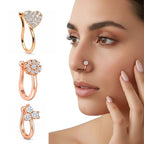 Rose Gold American Diamond Non Piercing Nose Pin Set
